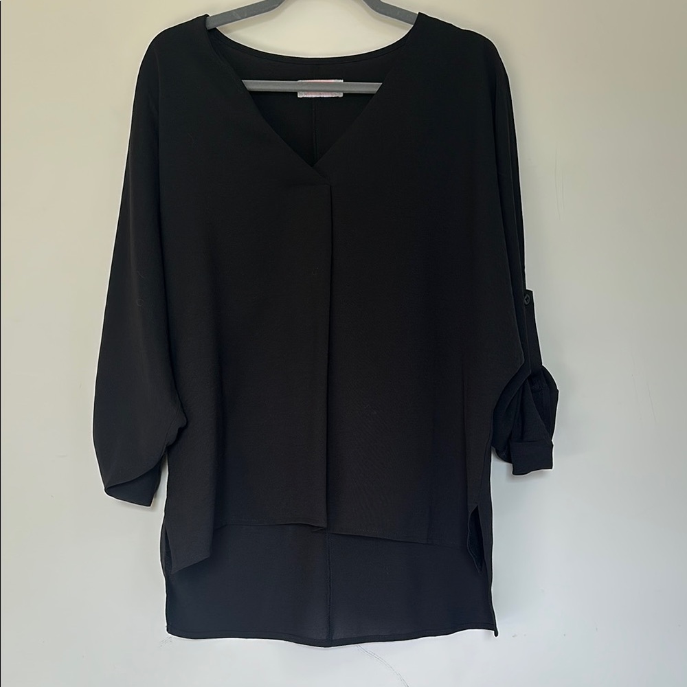 Black V-Neck Women's Blouse